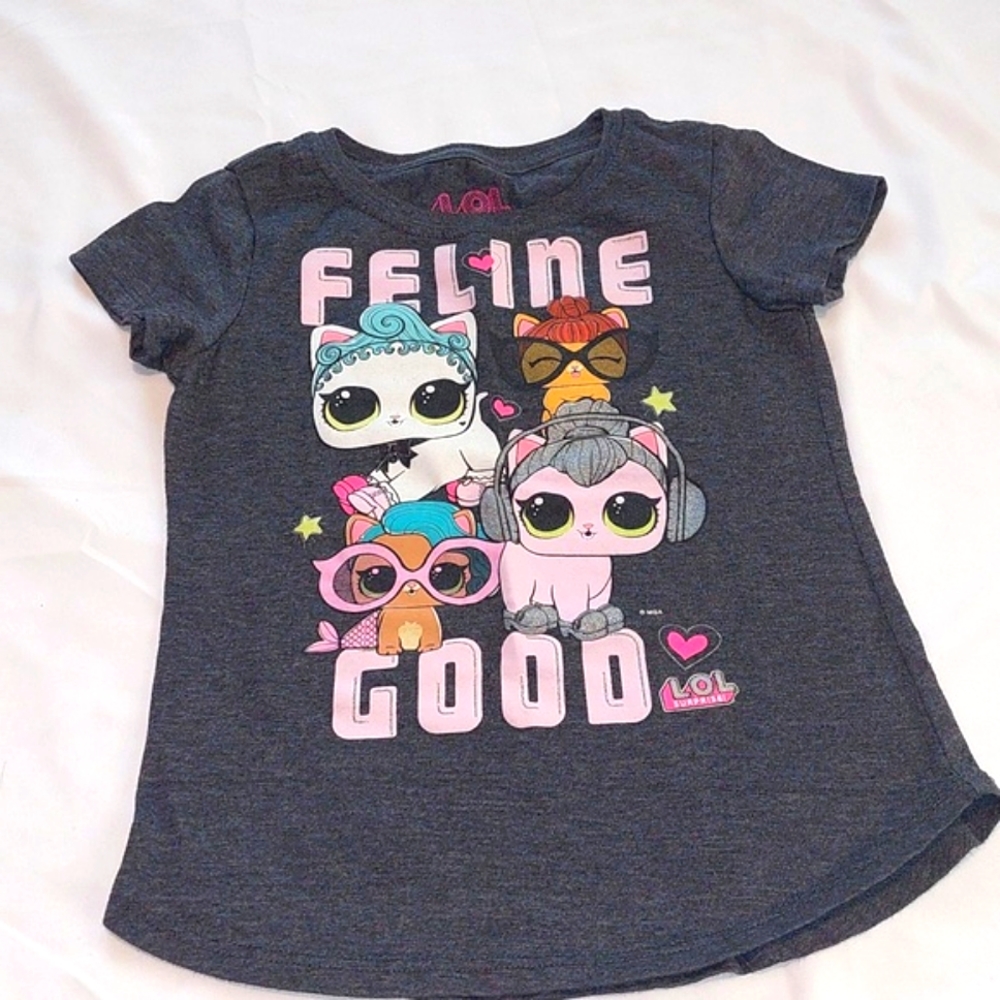 Lol Feline Good Short Sleeved Tee Shirt .Great Condition. Size 6 6X.